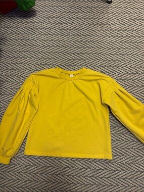 1901 Girls Yellow Puff-Sleeve Long Sleeve Top